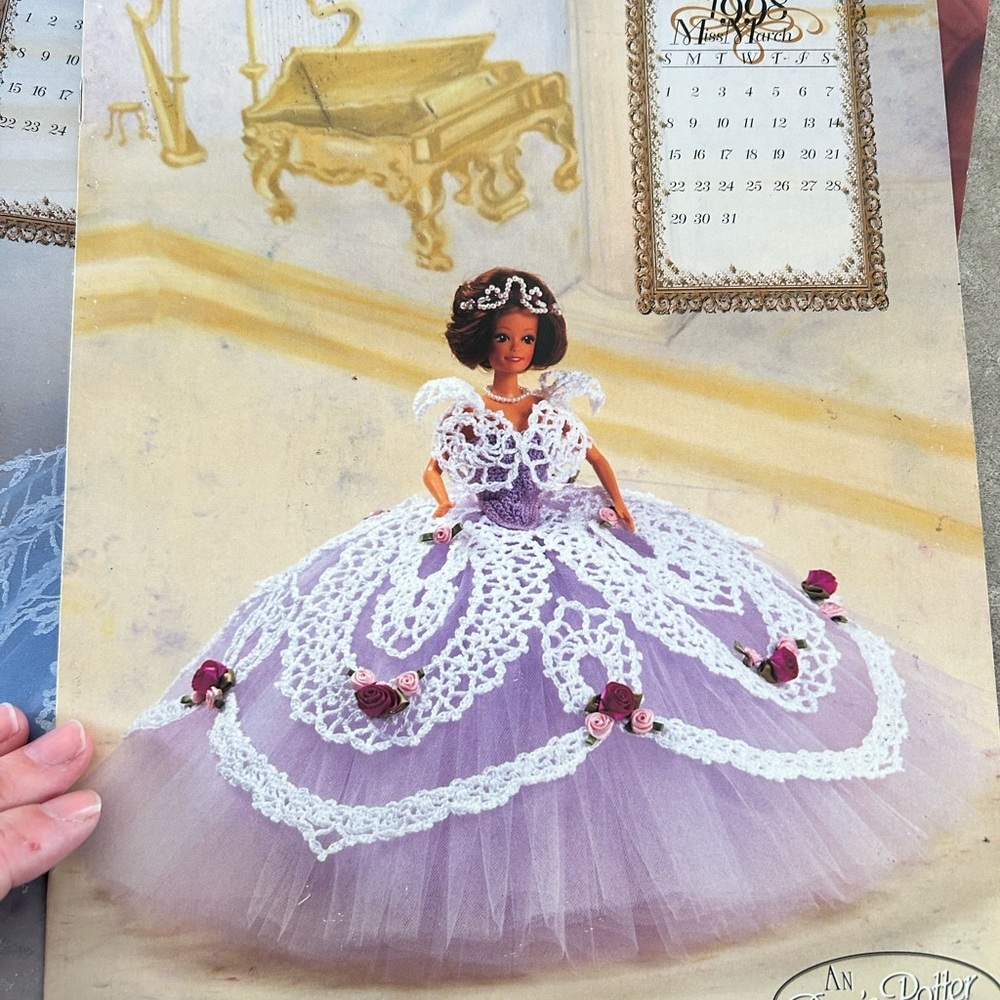 5/$25 Lavender Crochet & Tulle BARBIE Doll Gown SEW pattern-Annie Attic